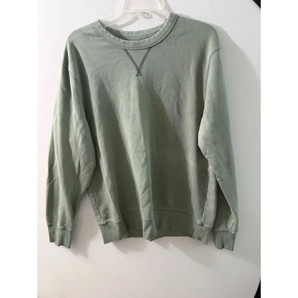 J.Crew Garment Dyed Crewneck Sweatshirt Size L Sage Green 100% Cotton